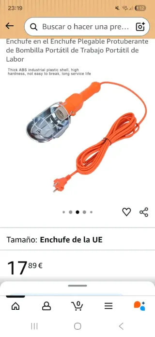 Lámpara de luz colgante con cable naranja