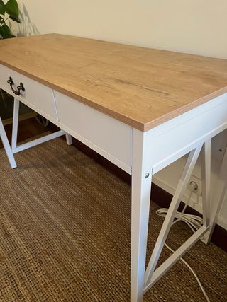 Escritorio madera y metal blanco