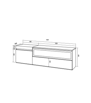 Mueble Tv, 150x35x45 cm, Chimenea eléctrica Negro.