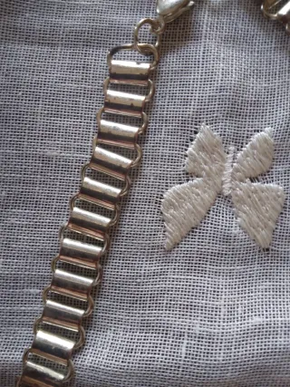 Collana vintage fiori rosa strass oro