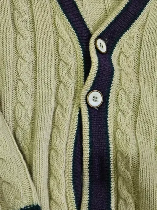 Cardigan vintage anni '80 giallo a trecce