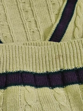 Cardigan vintage anni '80 giallo a trecce