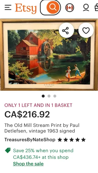 Litografía Paul Detlefsen "El Arroyo del Molino"