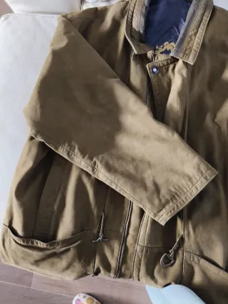 Chaqueta de piel  nobuck verde oliva