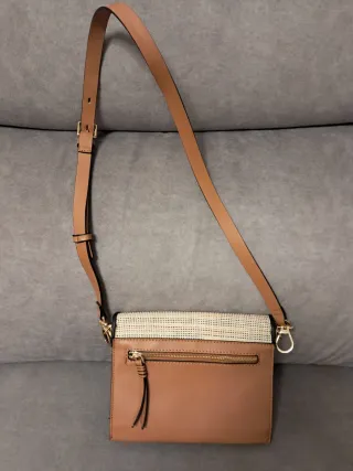Bolso bandolera beige y marrón
