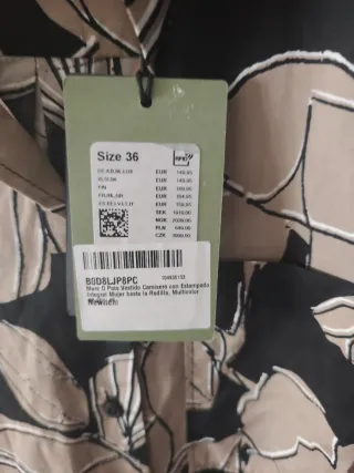 Vestido Marco Polo floral beige y negro