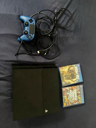 Consola PS4 + 2 Juegos + Mando Azul cable