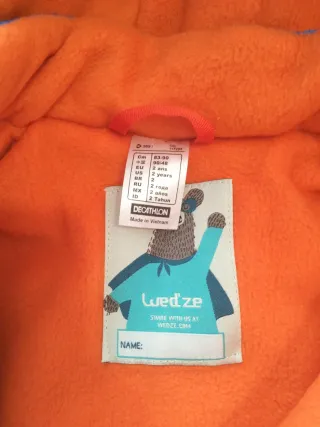 Mono de nieve azul para niño 2 años