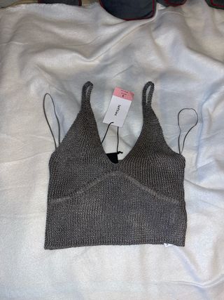 Top corto plateado Lefties Talla S