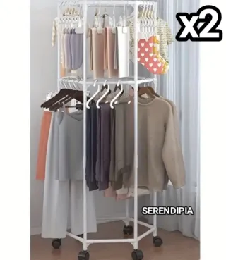 2 PERCHEROS HEXAGONALES ORGANIZADORES GIRATORIOS.