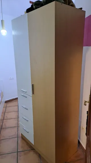 Armario juvenil blanco y madera