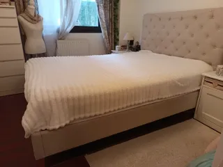 Estructura Cama Tapizada Beige 135x190,