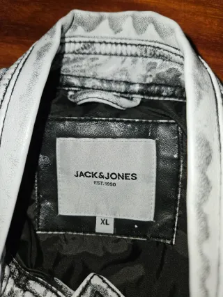 Chaqueta Piel Sintética Negra/Gris