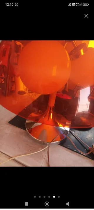 Lampada Vintage Seta Arancione in Metallo