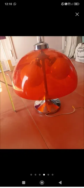 Lampada Vintage Seta Arancione in Metallo