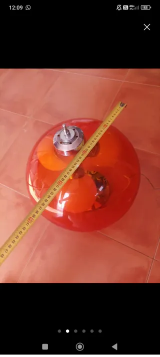 Lampada Vintage Seta Arancione in Metallo