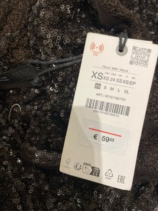 Vestido largo lentejuelas Zara