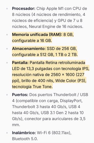 MacBook Air 11” M1 Plata