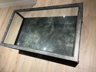 Mesa de centro cristal y metal