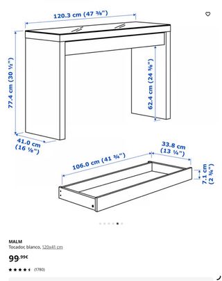 Mesa consola blanca con cajón