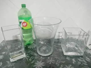 3 Jarrones de Cristal Cuadrados
