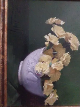 Due quadri ad olio su tela con cornici dorate