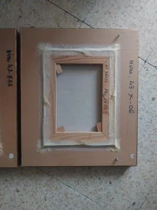 Due quadri ad olio su tela con cornici dorate