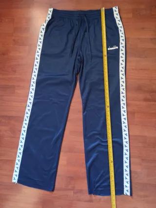 Vintage Diadora Navy Blue Track Pants Side TapeY2K