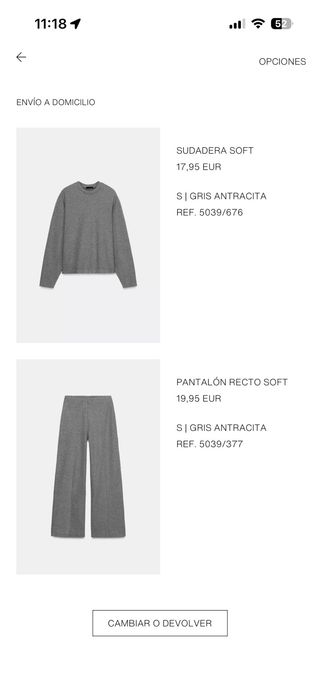 Conjunto Zara 2 piezas gris M