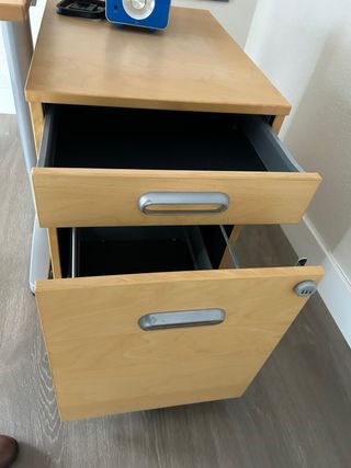 Mesa estudio madera y cajonera metal