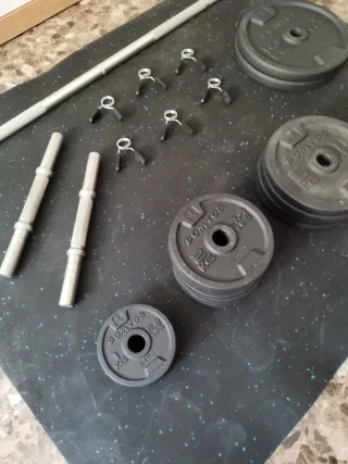 Kit Pesas y barras musculación 93 Kg Decathlon