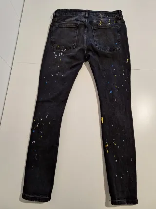 Pantalón hombre vaquero Bershka Negro con Pintura