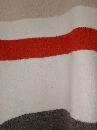 Jersey rayas beige, blanco, coral y gris Talla M