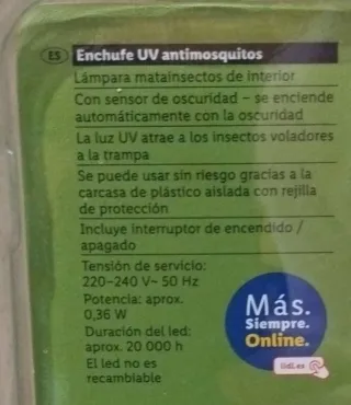 Enchufe Antimosquitos UV Livarno Home NUEVO