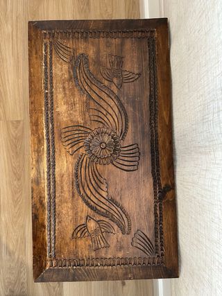 Baúl artesanal mejicano de madera, tallado a mano
