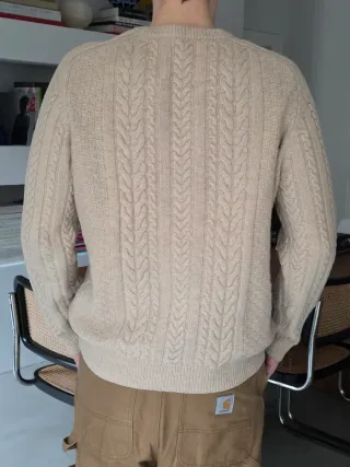 Jersey de lana Sandro beige trenzado