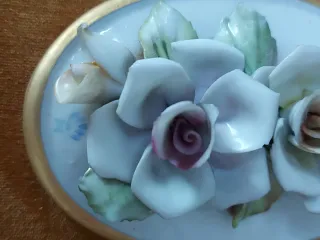 Cuadro porcelana flores antiguas dorado