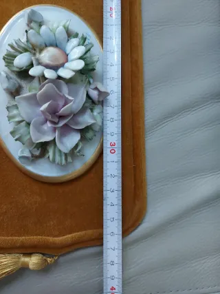 Cuadro porcelana flores antiguas dorado