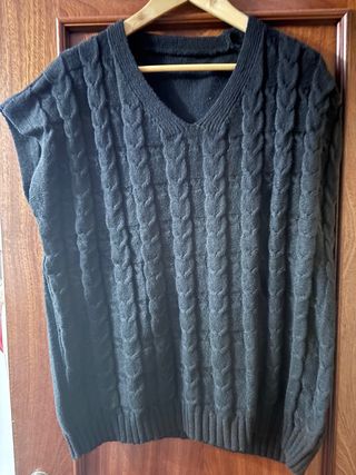 Chaleco de punto V-neck negro