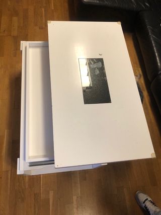 Mesa de salón abatible blanca,