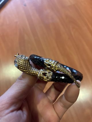 Pulsera antigua cobre serpiente malla negra