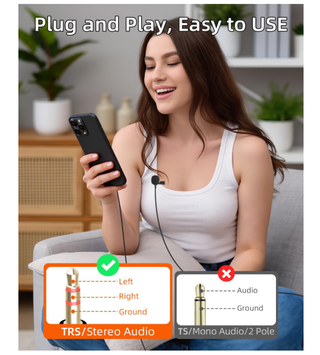 Microfono Lavalier con Clip e Jack 3.5mm