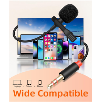 Microfono Lavalier con Clip e Jack 3.5mm