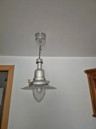 Lámpara colgante metal y cristal