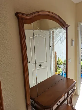 Mueble recibidor provenzal madera y cristal