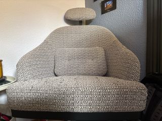 Sillón individual tela beige y gris