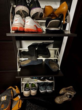 Zapatero triple madera oscuro