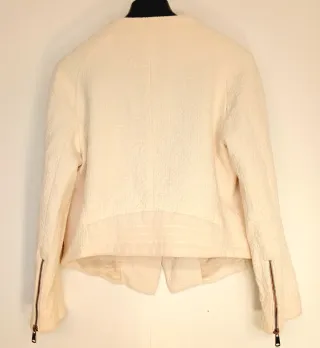 Chaqueta ZARA Tweed Crema Cremalleras Doradas