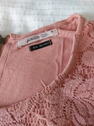 Camiseta rosa encaje manga larga
