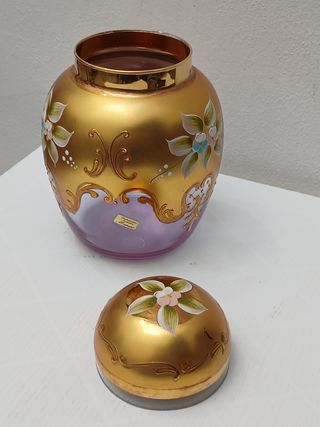 Vaso Vintage Vetro Murano Oro Viola